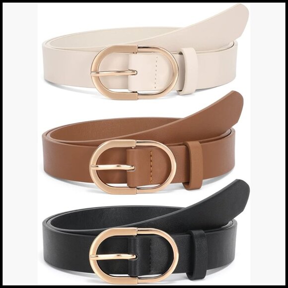 Women\'s PU Leather Belt with Gold Buckle for Jeans Pants main image 4